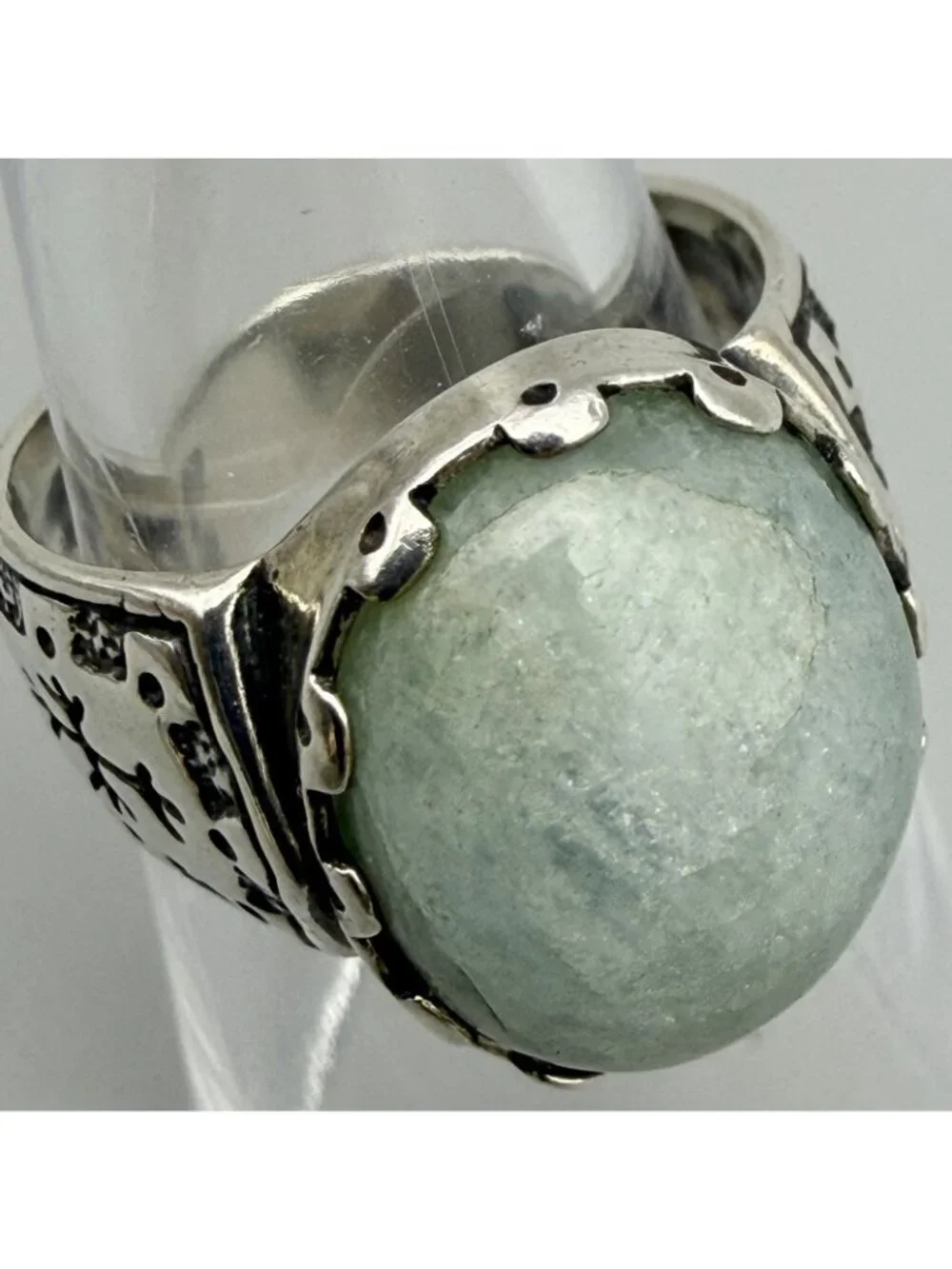 Carolyn Pollack Milky Aquamarine Shield Ring Relios Sterling Silver Size 7